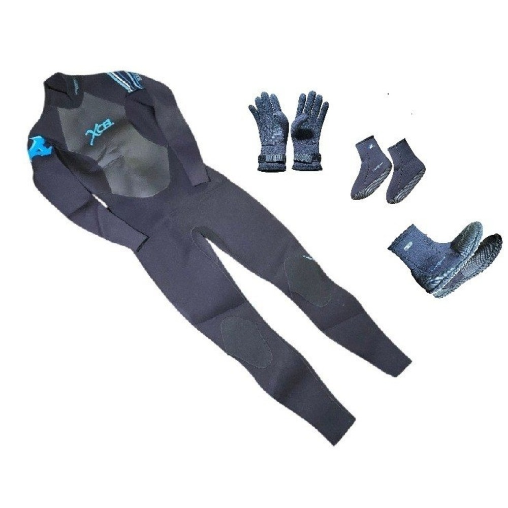 SET XXS Size 2 Xcel Ultrastretch Bamboo diving wetsuit gloves socks shoes black